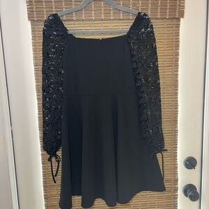 Rare Editions Black Dress with Lace Detail
